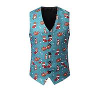 Generico Canotta Mesh Uomo Canottiera Senza Maniche,Y Otoño Traje Estampado Invierno Navidad Chaleco Casual Hombres de Un Pecho Camisetas sin Mangas para