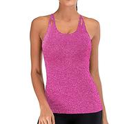 Generico Canotta Palestra Donna Yoga Top Elasticizzato Smanicato Canotta Fitness Allenamento Atletico Girocollo Shirt Palestra Senza Maniche Sport Tank Top Racerback Estivi Maglia Corsa Danza Pilates