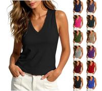 Generico Canotta Smanicata Donna Collo a V in Cotone Traspirante Canottiera Estiva Spalla Larga Top Basic Sportivo per Palestra Passeggiate Urbane e Serate tra Amici Vari Colori Disponibili Tagile XL
