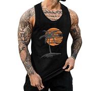 Generico Canotta Uomo Elegante, Canottiere Uomo Taglie Forti Allenamento Atletica Palestra Bodybuilding Canottiere Senza Maniche Muscolo Cotone T-Shirt Magliette Tagliate per Palestra Spiaggia
