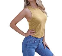 Generico Canotte Donna Estive Sportive, Canottiera Donna Cotone Taglie Forti Elegante Senza Maniche Canotta Scollo a V Estiva Tops Casual Colore Puro Maglietta Smanicata Basic Maglietta Tops