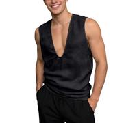 Generico Canottiera da uomo senza maniche con scollo a V profondo maglietta da uomo estiva per il tempo libero