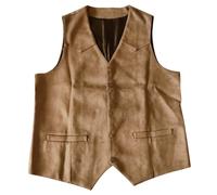 Generico Canottiera Uomo, Canotta Uomo Palestra Bodybuilding, Gilet in Pelle Scamosciata retrò da Uomo con Scollo a V Tinta Unita con Tasca e Bottoni Modello Gentlemen Plays