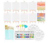 Generico Canvas Painting Kit, 10 Piece Mini Acrylic Paint Canvas Set, Portable Washable Art Supplies, Kids Girls Adults Home Classroom Or Party Craft Activities, Easy To Use