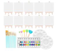 Generico Canvas Painting Kit, Mini Acrylic Paint Set, 10 Piece Portable Craft Supplies, Sturdy, Washable Art Tools for Girls, Kids, Adults, Artists, Home, Classroom, Party Activities
