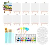 Generico Canvas Painting Kit, Mini Acrylic Paint Set, 10-Piece Washable Craft Kit, Portable And Easy to Use, Compact Ideal for Kids, Girls, Adults, Artists, Home, Classroom, Parties, Art Projects