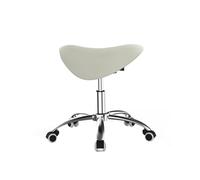 Generico Capacità Di Peso 330 Libbre Sgabello Ergonomico Con Rotelle, Sedia A Sella Regolabile In Altezza, Può Scegliere O Senza Schienale(White,60x60x51-61cm)