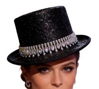 Generico Cappelli A Cilindro Da Uomo - Accessorio Per La Testa Unisex Con Cristalli Di Strass - Cappello Da Mago,Per Spettacoli Di Magia Feste Carnevale Balli In Maschera E Performance