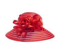 Generico Cappelli a Tesa Larga per Donna, da Spiaggia, flosci, da Sposa, per la Mamma, per Matrimonio, con Nastro di Raso(Red)