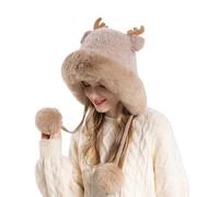 Generico Cappelli Donna Invernali,Cappello Invernale da Sci Antivento con Occhiali Copri Orecchie di Gatto Lavorato A Maglia