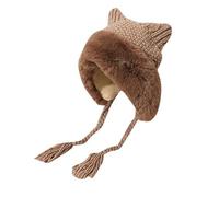 Generico Cappelli Donna Inverno Elegante,Cappello da Donna in Maglia con Orecchie di Gatto Spesse per Autunno E Inverno Berretto con Paraorecchie Caldo E Carino