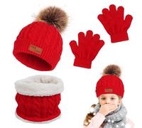 Generico Cappelli e guanti per bambini, set di cappelli e guanti invernali per bambini,Scaldacollo per lavorato a maglia | Sciarpe Guanti Cravatta Colletto Cappello caldo avvolgente per l'inverno