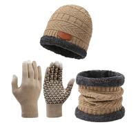 Generico Cappelli invernali da uomo Sciarpa per uomini, set di guanti per sciarpa di berretto invernale, guanti di cappello morbido set di sciarpa, caldi per uomini, donne