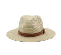 Generico Cappelli Panama Estivi da Donna Cappello Sole in Paglia a Tesa Larga Spiaggia for Uomo Fedora di Protezione for i Viaggi(Beige,59CM)