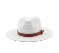 Generico Cappelli Panama Estivi da Donna Cappello Sole in Paglia a Tesa Larga Spiaggia for Uomo Fedora di Protezione for i Viaggi(Orange,55-58CM)
