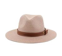 Generico Cappelli Panama Estivi da Donna Cappello Sole in Paglia a Tesa Larga Spiaggia for Uomo Fedora di Protezione for i Viaggi(Pink,59CM)