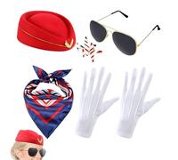 Generico Cappelli per assistenti di volo | 5 pezzi di oggetti fotografici divertenti | per abiti da hostess | Per feste, vacanze, compleanni, capodanno, per costumi da compagnia aerea all'a