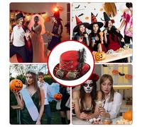 Generico Cappelli Steampunk | 1 * Occhiali Steampunk Con Cappello A Cilindro | Cappello In Feltro Nero Regolabile 57-61 Cm | Costume Da Teatro Rinascimentale Da Circo, Occhiali Con Piume E Ingranagg