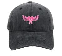 Generico Cappelli Unisex con Nastri Ricamati per Sensibilizzazione Contro Il Cancro al Seno Cappello Baseball Sportivo Outdoor Copricapo Hip Hop Letterato (Black, One Size)