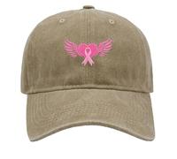 Generico Cappelli Unisex con Nastri Ricamati per Sensibilizzazione Contro Il Cancro al Seno Cappello Baseball Sportivo Outdoor Copricapo Hip Hop Letterato (Khaki, One Size)