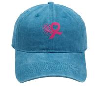 Generico Cappelli Unisex Ricamati per Sensibilizzazione Contro Il Cancro al Seno Baseball Copricapo Sportivo Outdoor Berretto Hip Hop Letterato (Blue, One Size)
