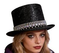 Generico Cappello A Cilindro | Accessorio Per La Testa Cosplay Unisex Con Pietre Di Strass,Cappello Da Mago | Per Cosplay, Spettacoli di Magia, Feste, Ballo in Maschera e Performance sul Palco