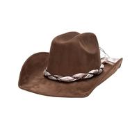 Generico Cappello a Cilindro in Pelle Scamosciata per Bambini, Cappello in Stile Jazz con Tesa arrotolata, Cappello da Costume Classico Beige(Coffee)