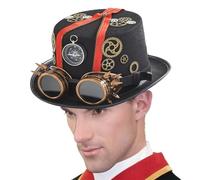 Generico Cappello a cilindro steampunk - metallo Goggles con cappello a cilindro gotico vintage | cilindro costume da costume retrò con occhiali rimovibili | Steampunk aviatort Goggles per
