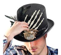 Generico Cappello A Vapore Punk - Cappello In Feltro Vintage Con Accenti Di Attrezzatura, Accessorio Unisex Cosplay, Copricapo Gotico | Classic Steampunk Fashion Dichiarazione In Costume Da Festa Ac