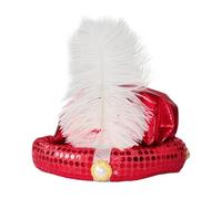 Generico Cappello Bambini,Fascia per la testa degli uomini sultano - Con piume e perle Splendido turbante Sultan Men Head Wrap Paillettes Design per uomo