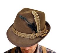 Genérico Cappello bavarese tedesco - Cappello Oktoberfest in feltro marrone con piume, tirolese tradizionale per festival popolari, per adulti, carnevale, evento culturale della birra