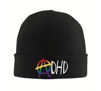 Generico Cappello Caldo Inverno、Cappellini con Cappello ADHD Teschi Arcobaleno Berretti Unisex per Adulti Divertenti con Fascia sulla Testa Cappelli con Cuffie Hippie con grafiche Autunno Inverno