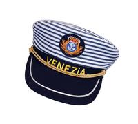 Generico Cappello Capitano Blu a Righe Regolabile in Cotone per Adulti | Stile Cosplay, Lettere Venezia Stampate, Leggero e Portatile, per Uso Quotidiano e Decorazione