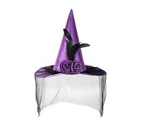 Generico Cappello Copricapo Portatile Per Costume Femminile Da Donna | Cappello Tesa Larga Mezzo Velo Per Donne Matrimonio A Tema Casa Infestata Festival Fantasy Festa