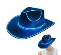 Generico Cappello cowboy a LED | Illumina il cappello cowboy | Cappelli Cow-boy blu viola lampeggianti | Neon Fashion Cow-boy Caps Accessori in costume per compleanno, Halloween, feste (a batteria)