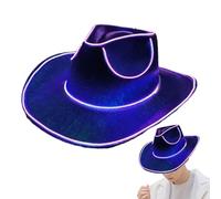 Generico Cappello cowboy a LED | Illumina il cappello cowboy | Cappelli Cow-boy blu viola lampeggianti | Neon Fashion Cow-boy Caps Accessori in costume per compleanno, Halloween, feste (a batteria)