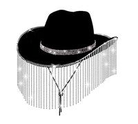 Generico Cappello Cowboy da Donna Vintage Cappello Cow Boy con Piuma Paillettes per Cosplay Halloween Carnevale da cowboy occidentale, grande, per club, feste in maschera