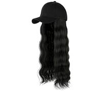 Generico Cappello Cowboy Estivo Capelli lunghi Wig Hat attaccato regolabile Curly Baseball Cap Hairstyle Wig Maschere in Tessuto (A, One Size)