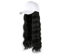 Generico Cappello Cowboy Estivo Capelli lunghi Wig Hat attaccato regolabile Curly Baseball Cap Hairstyle Wig Maschere in Tessuto (D, One Size)