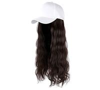 Generico Cappello Cowboy Estivo Capelli lunghi Wig Hat attaccato regolabile Curly Baseball Cap Hairstyle Wig Maschere in Tessuto (F, One Size)