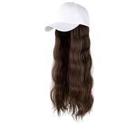 Generico Cappello Cowboy Estivo Capelli lunghi Wig Hat attaccato regolabile Curly Baseball Cap Hairstyle Wig Maschere in Tessuto (E, One Size)