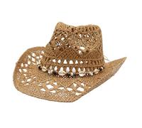 Generico Cappello Cowboy Paglia Cappello da Sole Cut-out Trekking Cappelli Donna/Uomo Stile Cowboy Estivi Larghe Protezione Pieghevole per Arrampicata Escursionismo Campeggio Cowgirl Hat Cowboys