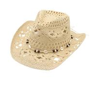 Generico Cappello Cowboy Paglia Cappello da Sole Cut-out Trekking Cappelli Donna/Uomo Stile Cowboy Estivi Larghe Protezione Pieghevole per Arrampicata Escursionismo Campeggio Cowgirl Hat Cowboys