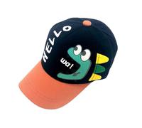Generico Cappello da Baseball per Bambini con Stampa di Dinosauri e Lettere, Stile Coreano, Regolabile, per la Primavera e L'Estate, UPF50+, per Esterni (Black, 2-8 Years)
