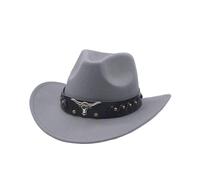 Generico Cappello da Cowboy a Larga Occidentale Western Australia Grande Bordo Unisex Uomo e Donna in Feltro Cappello Occidentale in Pelle Scamosciata Stile (Grey, One Size)