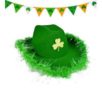 Generico Cappello da cowboy, costume verde traspirante con motivo trifoglio, cappelli da cowboy per uomo, copricapo western leggero con design elegante, per feste, decorazioni per ragazzi camionisti