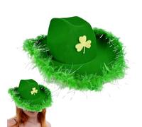 Generico Cappello da Cowboy - Costume Verde Traspirante, Modello Trifoglio con Tesa Robusta, Cappelli da Festa dal Design Leggero, Cappello Western, Copricapo alla per Uomini Ragazzi Decorazioni per