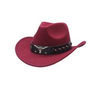 Generico Cappello da Cowboy Donna Classico Cappello Western Retro a Tesa Larga con Fibbia e Cintura Cappelli Fedora in Feltro Arrotolati Unisex,Cappello da Cowboy Occidentale