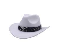 Generico Cappello da Cowboy Donna Classico Cappello Western Retro a Tesa Larga con Fibbia e Cintura Cappelli Fedora in Feltro Arrotolati Unisex,Cappello da Cowboy Occidentale