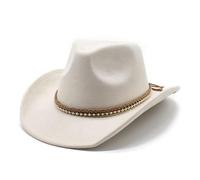 Generico Cappello da Cowboy Donna Uomo Unisex Occidentale Western Carnevale Australia Maschera Sombrero con Sottogola E Fascia Regolabile per Giardinaggio in Denim Scamosciato Curva Stile Inglese